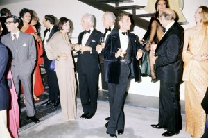 Diane Von Furstenberg and guests attend Liza Minelli and Jack Haley's wedding anniversary party at Roy Halston's New York home on September 15, 1975.