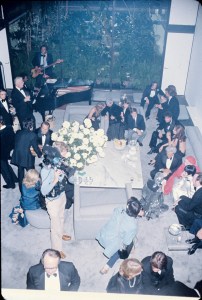 Guest attend Halston's party to celebrate the first anniversary of Liza Minnelli and Jack Haley Jr. at his New York townhouse on September 15, 1975.