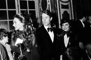 Marisa Berenson, Halston, and Liza Minelli at a benefit and fashion show to restore the Chateau at Versailles in France on November 28, 1973.