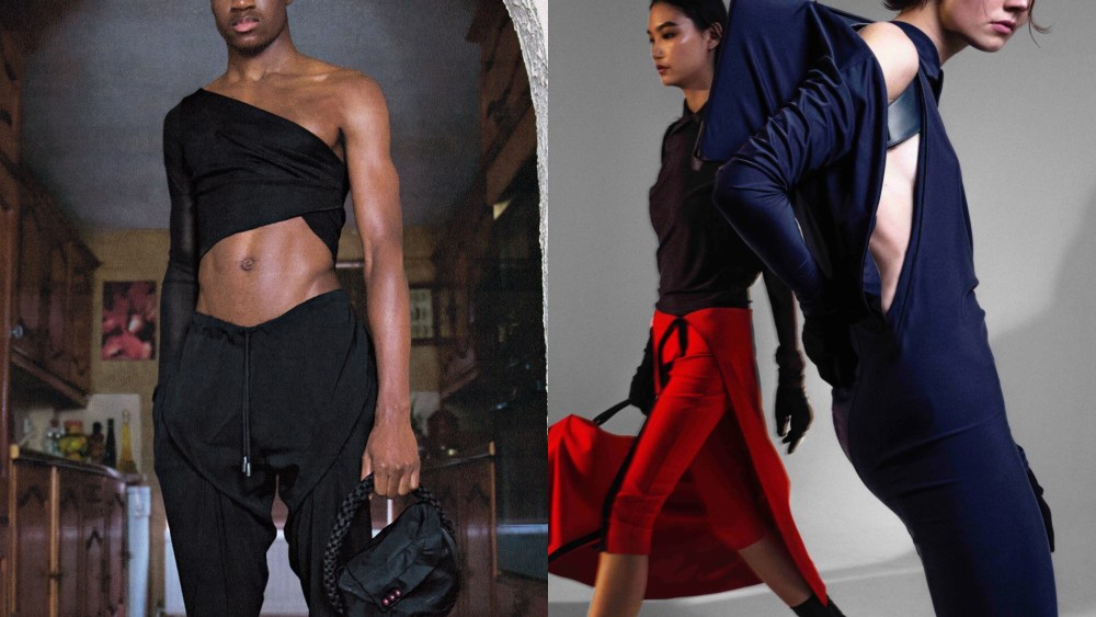 A look from Nuba fall 2021 collection, and looks from Johanna Parv's graduate collection.