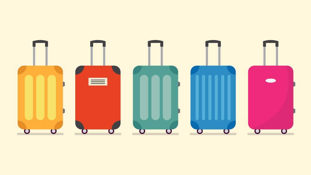 Travel luggage set for vacation and journey. Vector illustration