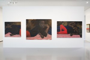 Paintings by Lynette Yiadom-Boakye at the Bourse de Commerce museum in Paris
