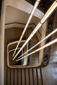 Ronan and Erwan Bouroullec’s blown-glass chandelier at the Bourse de Commerce museum in Paris