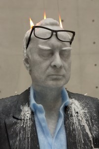 A wax statue of Rudolf Stingel by Urs Fischer at the Bourse de Commerce museum in Paris