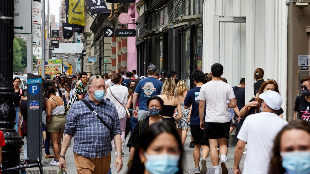 Shoppers return to the streets of New York.