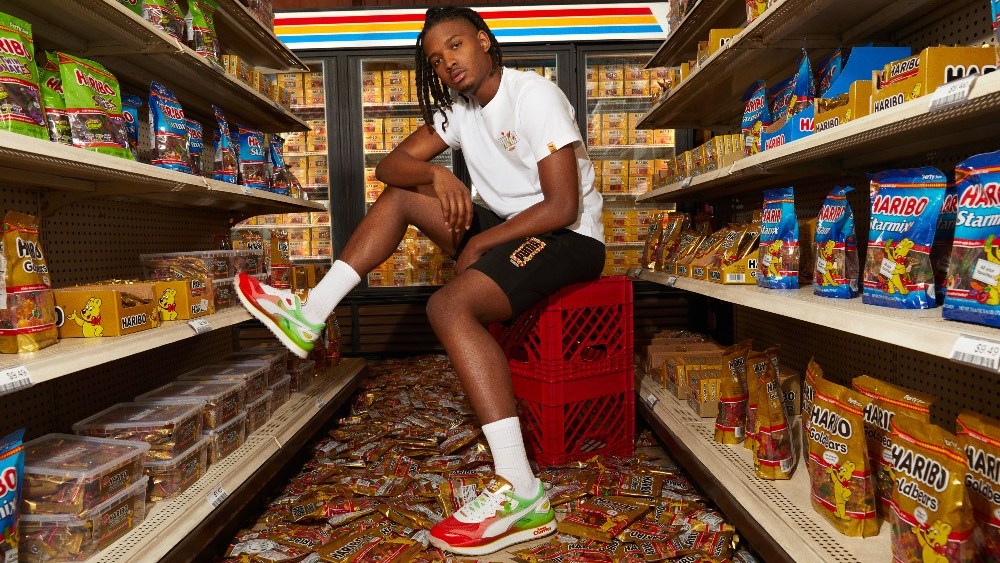 Haribo x Puma's first drop features sneakers and apparel inspired by Goldbears gummy candies.