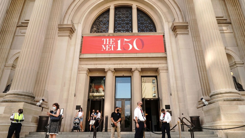 Photo by: zz/John Nacion/STAR MAX/IPx 2020 8/27/20 The Metropolitan Museum of Art in Midtown Manhattan reopened to members on August 27, 2020 as certain restrictions are eased as part of the Phase 4 Reopening in New York City during the worldwide coronavirus pandemic. Museums and cultural institutions in and around the city have been closed since mid-March due to the ongoing pandemic. The fourth phase reopening allows outdoor arts and entertainment, sporting events without fans, and certain media productions. The museum reopens to the general public on Saturday, August 29th. (NYC)