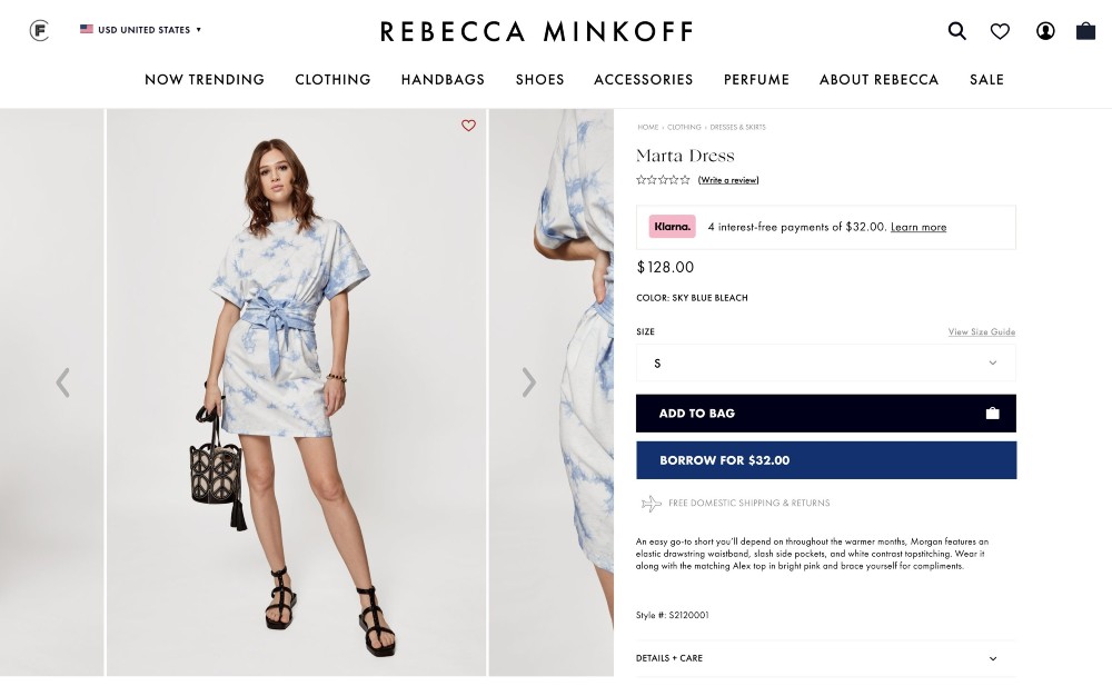 Rebecca Minkoff is the first to debut CaaStle's new Borrow button, allowing fashion shoppers to rent directly from the brand's e-commerce.