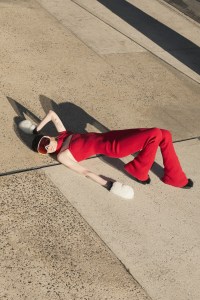 Courrèges’ cotton jumpsuit and scarf. Chanel boots; Oakley goggles; Bogner gloves.