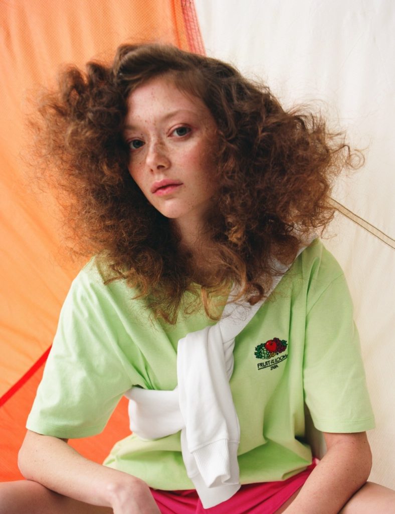 The garments in the line were produced using technology that reduces water consumption in production processes.