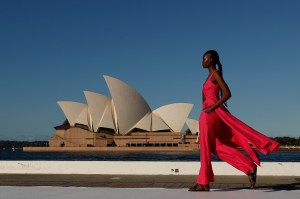 SYDNEY, AUSTRALIA - MAY 31: A model walks the runway during the BONDI BORN show during Afterpay Australian Fashion Week 2021 Resort '22 Collections at the Northern Wharf Boardwalk, Circular Quay, on May 31, 2021 in Sydney, Australia. (Photo by Mark Metcalfe/Getty Images)