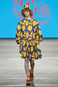 SYDNEY, AUSTRALIA - JUNE 01: A model walks the runway in a design by Outfaced during the Next Gen show during Afterpay Australian Fashion Week 2021 Resort '22 Collections at Carriageworks on June 01, 2021 in Sydney, Australia. (Photo by Stefan Gosatti/Getty Images)