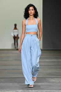 SYDNEY, AUSTRALIA - JUNE 03: A model walks the runway during the Rumer show during Afterpay Australian Fashion Week 2021 Resort '22 Collections at Carriageworks on June 03, 2021 in Sydney, Australia. (Photo by Stefan Gosatti/Getty Images)