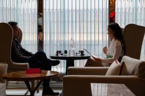 Atmosphere at the afternoon tea in the Grand Salon at the Baccarat Hotel.
