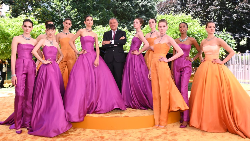 MILAN, ITALY - JUNE 04:  Jean-Christophe Babin and models are seen on the stage at the Bvlgari Press Lunch on June 04, 2021 in Milan, Italy. (Photo by Daniele Venturelli/Daniele Venturelli/Getty Images for Bvulgari )