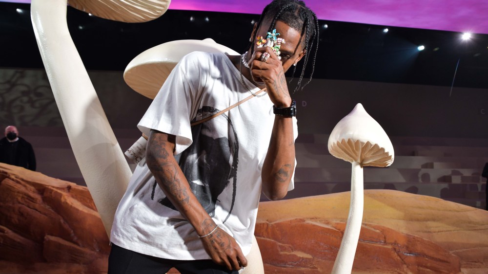 Travis Scott on the set of the Dior men's show.