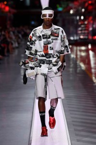 A look from Ferrari's first fashion show.