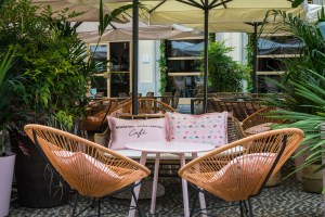 The Nespresso x Chiara Ferragni temporary café in Milan’s arty Brera district.