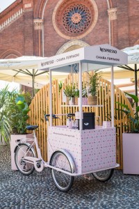 The Nespresso x Chiara Ferragni temporary café in Milan’s arty Brera district.