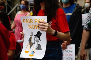 The NewsGuild of New York protest.