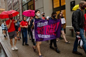 The NewsGuild of New York protest.