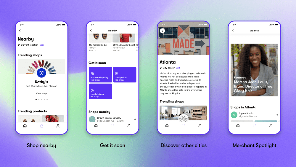 Local discovery features in Shopify's Shop app.