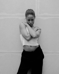 Taylour Paige in Éeterne’s cotton tank top.