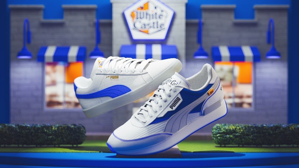Puma's collaborative drops include sneakers with White Castle and Ferrari, along with sustainable material innovations including sugarcane.