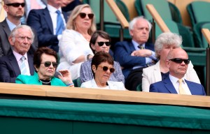 Wimbledon 2021 - Day Ten - The All England Lawn Tennis and Croquet Club. Billie Jean King (left) with partner Ilana Kloss next to William Hague in the Royal Box at Centre Court on day ten of Wimbledon at The All England Lawn Tennis and Croquet Club, Wimbledon. Picture date: Thursday July 8, 2021. See PA story TENNIS Wimbledon. Photo credit should read: Steven Paston/PA Wire RESTRICTIONS: Editorial use only. No commercial use without prior written consent of the AELTC. Still image use only - no moving images to emulate broadcast. No superimposing or removal of sponsor/ad logos. URN:60822234 (Press Association via AP Images)