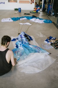 Backstage with Iris Van Herpen's skydiver gown.