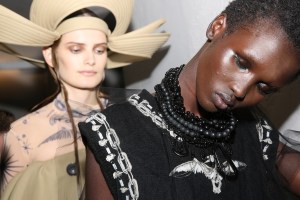 Backstage at Jean Paul Gaultier Couture Fall 2021