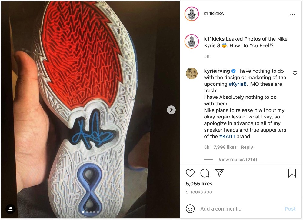 Kyrie Irving described Nike's upcoming Kyrie 8 sneaker as "trash."