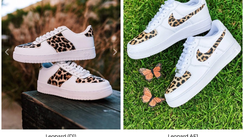 Drip Creationz often sells similar designs of its D1 and Nike's Air Force 1 side by side.