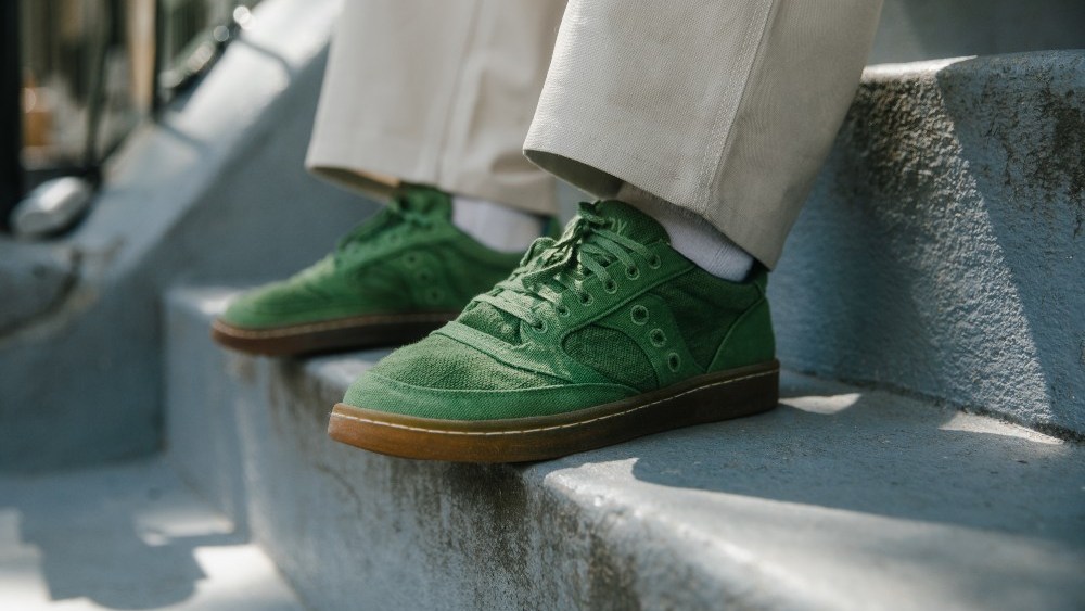 Saucony released green and black colorways of its Jazz Court RFG sneaker.