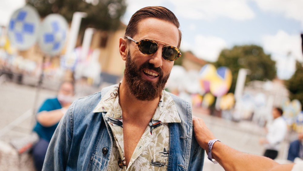 Street Style at Pitti Uomo 100 at Fortezza da Basso in Florence, photographed on July 1st 2021.