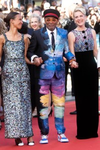 Mati Diop (l-r), Spike Lee and Melanie Laurent attend the closing night premiere of 'OSS 117: From Africa with Love' during the 74th Annual Cannes Film Festival at Palais des Festivals in Cannes, France, on 17 July 2021. Photo by: Boesl/picture-alliance/dpa/AP Images