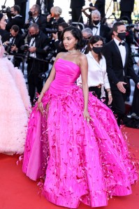 CANNES - JULY 09: Fatima Almomen arrives to the premiere of " BENEDETTA " during the 74th Cannes Film Festival on July 09, 2021 at Palais des Festivals in Cannes, France. (Photo by Lyvans Boolaky/ÙPtertainment/Sipa USA)(Sipa via AP Images)