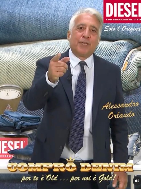 Diesel founder Renzo Rosso promotes a budding buy-back program for pre-owned Diesel jeans on Instagram.
