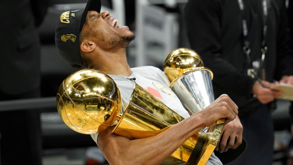 Giannis Antetokounmpo led the Milwaukee Bucks to their first NBA Finals win in half a century Tuesday night.