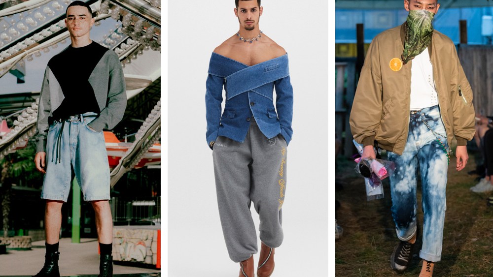 Spring/Summer 2022 men's collections are rich with denim that has dramatic (and new) shapes, bold textures, prints and destruction.
