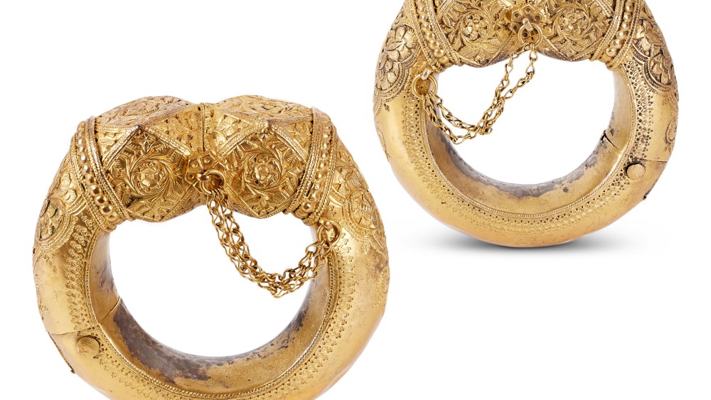 Silver gilt Indian bangles that Edith Sitwell wore and loved will go under the hammer in November, with a guide price of 700 pounds to 1,000 pounds.