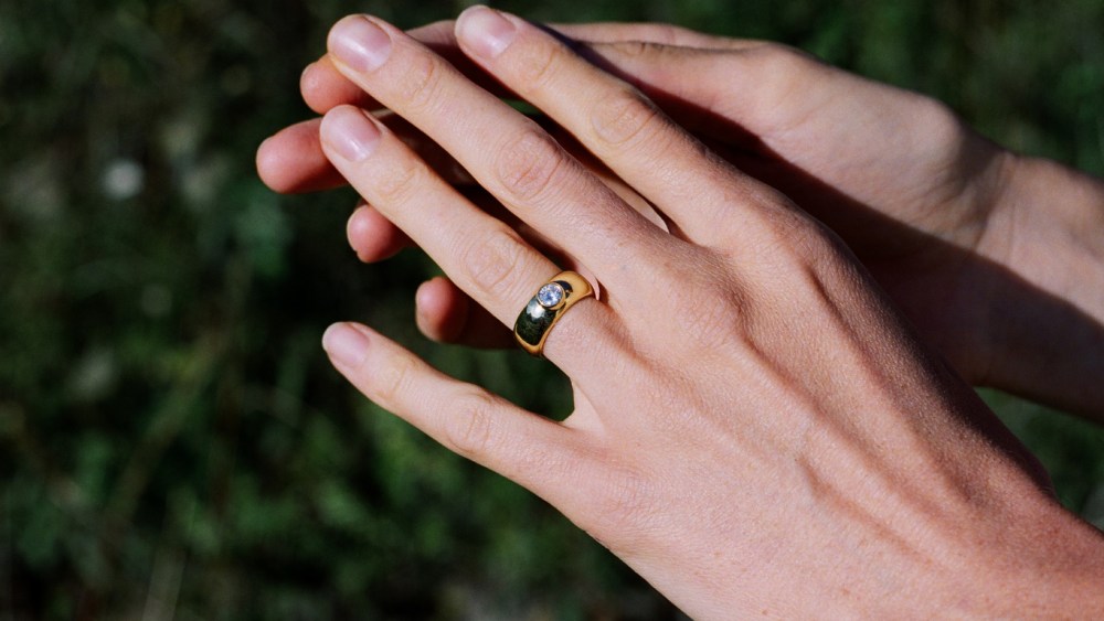 An engagement ring by Ceremony, featuring a recycled diamond.