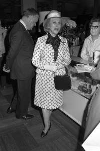 Estee Lauder makes an in-store appearance to introduce her new fragrance line "Aliage" for women at B.Altman's Department Store in New York in 1973.