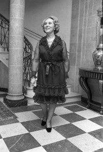 Estee Lauder at a dinner party at her and Joseph Lauder's New York home on December 5, 1973.