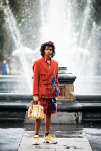 A friend of KidSuper designer Colm Dillane in a look from his collection.