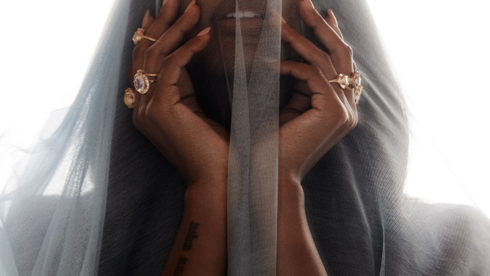 Jasmine Tookes for Logan Hollowell's debut bridal and engagement collection.