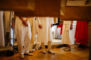 Backstage at Mark Kenly Domino Tan RTW Spring 2022.