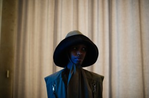 Backstage at Mark Kenly Domino Tan RTW Spring 2022.