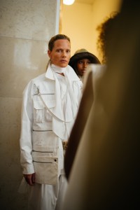 Backstage at Mark Kenly Domino Tan RTW Spring 2022.