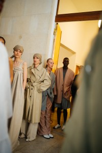 Backstage at Mark Kenly Domino Tan RTW Spring 2022.